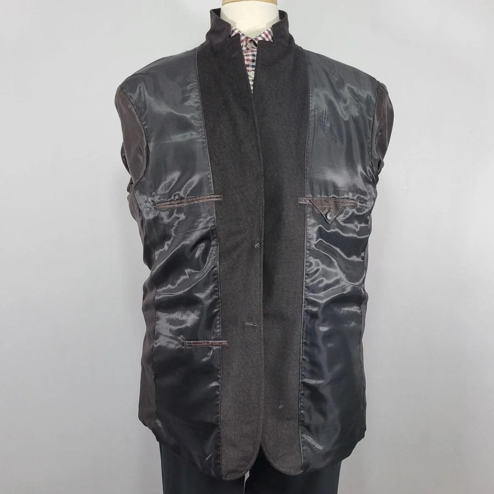 Pronto‎ Uomo Men's Sport Coat Blazer Two Button Brown Sued Polyester Size XXL